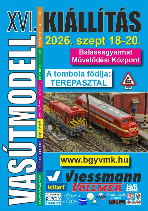 Vasútmodell Kiállítás - 2026. szeptember 18-20.- Balassagyarmat Vasútmodell Kiállítás - 2026. szeptember 18-20.- Balassagyarmat